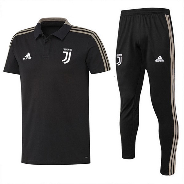 Set Komplett Polo Juventus 2018-19 Schwarz Braun Fussballtrikots Günstig